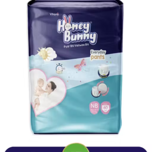 Honey Bunny Everyday Baby Pants Diapers with Wetness Indicator, Silky Soft - Bubble sheet, New Born -(0-5 kgs) pack of 60 pcs