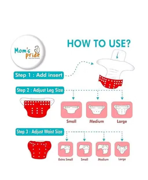 All New Reusable malti color Cloth Button Diaper For Baby New born To 2 year with Black Insert (2 Diaper +2 insert) - Image 4