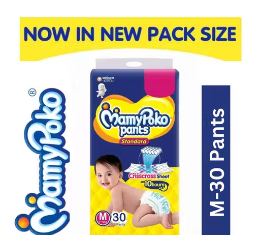 MamyPoko Pants Standard Diaper - Medium size (Pack of 30),Dispatch: 1 Day, Easy Returns Available In Case Of Any Issue