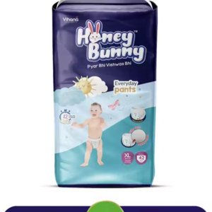 Honey Bunny Everyday Baby Pants Diapers with Wetness Indicator, Silky Soft - Bubble sheet, Extra Large -(12-17 kgs) pack of 42 pcs
