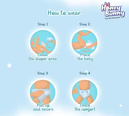 Honey Bunny Everyday Baby Pants Diapers with Wetness Indicator, Silky Soft - Bubble sheet, Extra Large -(12-17 kgs) pack of 42 pcs - Image 3
