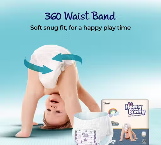 Honey Bunny Baby Diaper Pants Super Soft Dry Plus 12 Hour protection Extra Extra Large - (48 pcs) ( Pack of 2 ) - XXL (96 pcs) - Image 3