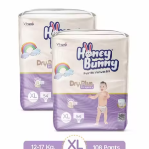 Honey Bunny Baby Diaper Pants Super Soft Dry Plus 12 Hour protection Extra Large - (54 pcs) ( Pack of 2 ) - XL (108 pcs)