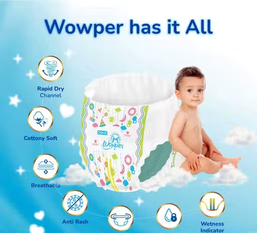 Wowper Baby Diaper Pants | XL-56 counts | Wetness Indicator |Anti Rash |up to 12 hrs Absorption |14-17 Kg | Super Soft Diapers - Image 3