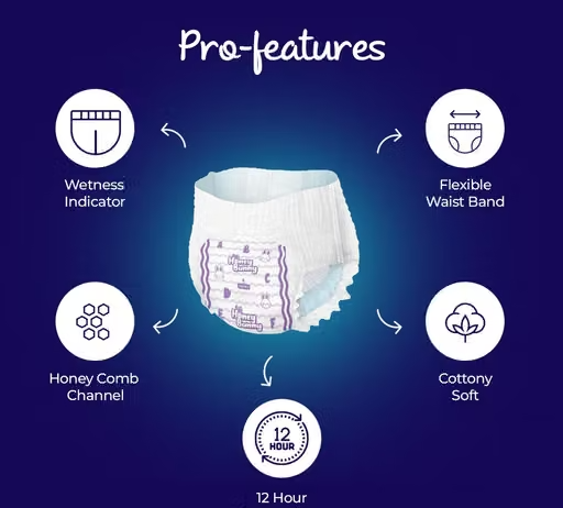 Honey Bunny Baby Diaper Pants Super Soft Dry Plus 12 Hour protection Extra Large - (54 pcs) ( Pack of 2 ) - XL (108 pcs) - Image 4