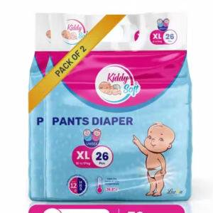 KiddySoft Baby Diaper Pants with Snug Fit, Ultra Soft Cottony Feel, Fast Absorption, and Anti-Leak Protection for All-Day Dryness | XL | 12–17 kg | 52 Count