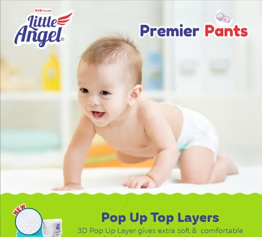 Little Angel Premier Baby Diaper Pants, New Born (28 * 2) - 56 PCS - Image 2