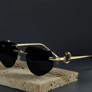 Classic Rimless Sunglasses Men Metal Frame Cutting Lens Sun Glasses E111