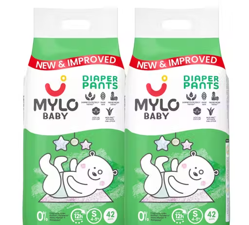 Mylo Baby Diaper Pants Small (S) Size, 4-8 kgs with ADL Technology - 84 Count - 12 Hours Protection