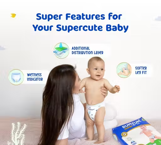 Bumtum Baby Diaper Pants, Small Size 40 Count, Double Layer Leakage Protection Infused With Aloe Vera, Cottony Soft High Absorb Technology (Pack of 1) - Image 3