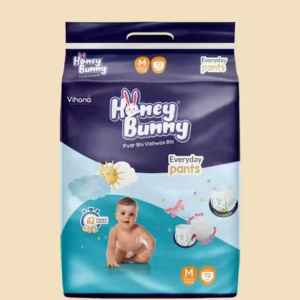 Honey Bunny Everyday Baby Pants Diapers with Wetness Indicator, Silky Soft - Bubble sheet