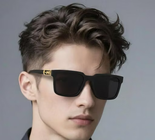 Men Stylish Square Sunglasses | Black Luxury Sunglasses for Boys | Fashion UV Look