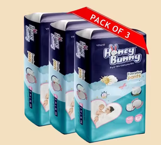 Honey Bunny Everyday Baby Pants Diapers with Wetness Indicator, Silky Soft - Bubble sheet