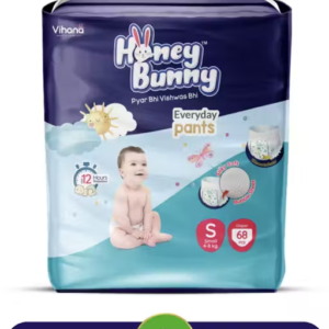 Honey Bunny Everyday Baby Pants Diapers with Wetness Indicator, Silky Soft - Bubble sheet, Small -(4-8 kgs) pack of 68 pcs