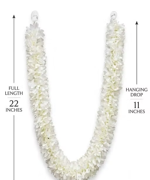 Garland Haar (Size: 22 Inches Full Straight Length) Hand-Made Cloth Fabric Flower Garland Mala for God Idols, Photo Frames Artificial Plant, Flower and Shrubs