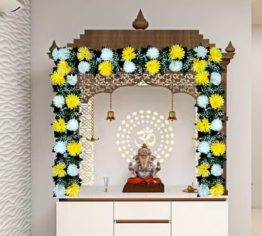 Soni Bloms Artificial wall flower panel home decor festival decor holi decor indoor decor peace of 1 (h-7 inch, L-3 feet )
