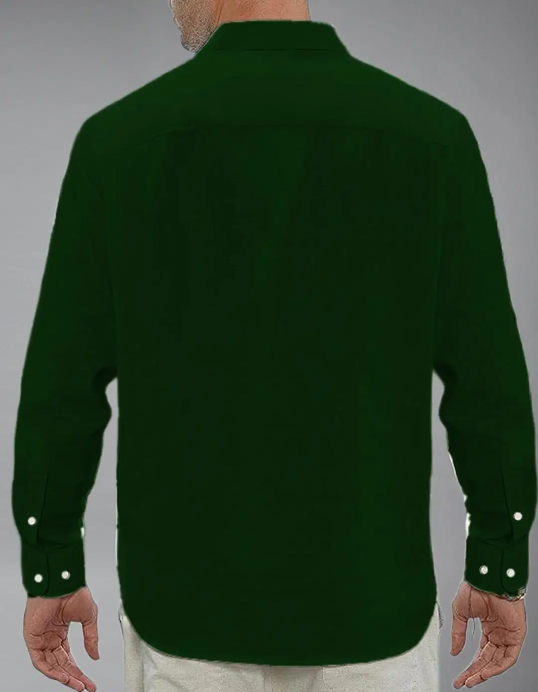 Cotton Blend Slim Fit Solids Full Sleeves Men's Casual Shirt - Green ( Pack of 1 ) - Image 2