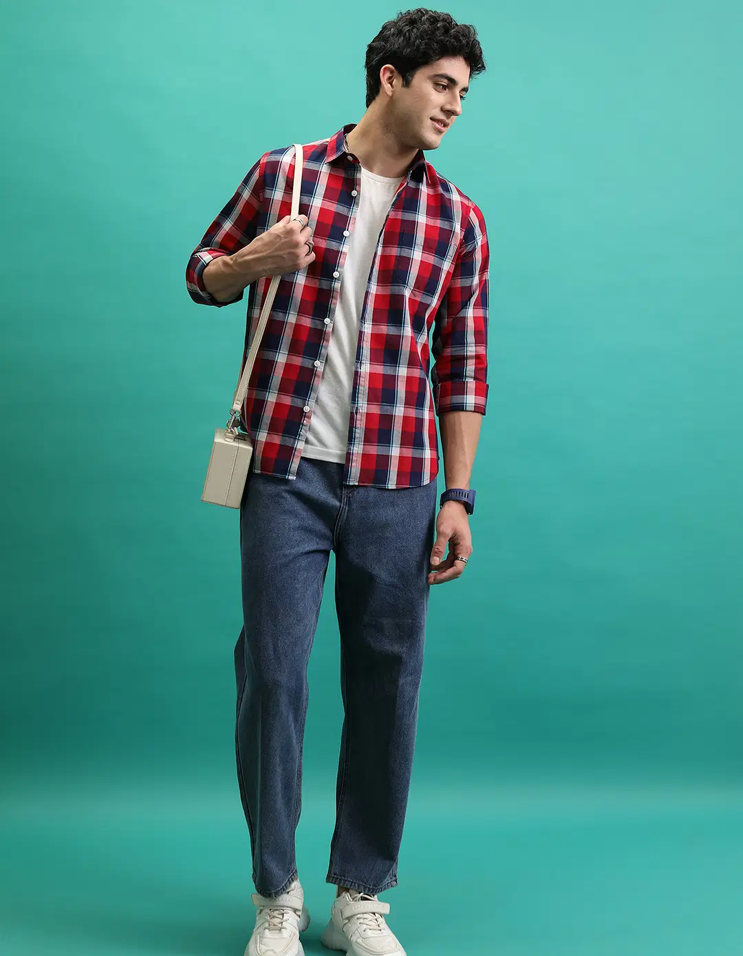 Highlander Cotton Blend Slim Fit Checks Full Sleeves Men's Casual Shirt - Multicolor ( Pack of 1 ) - Image 2