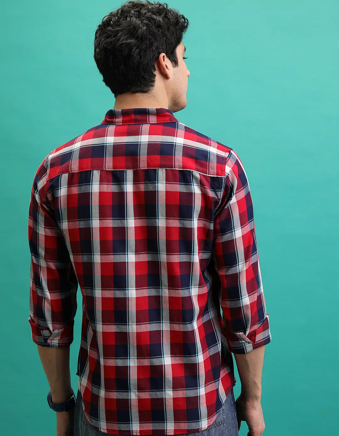 Highlander Cotton Blend Slim Fit Checks Full Sleeves Men's Casual Shirt - Multicolor ( Pack of 1 ) - Image 3