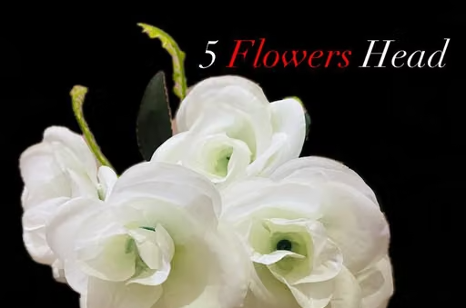 Artificial Flower 5 Head White Rose Decorative Bunch for Table Top Pack of 6 - Image 3