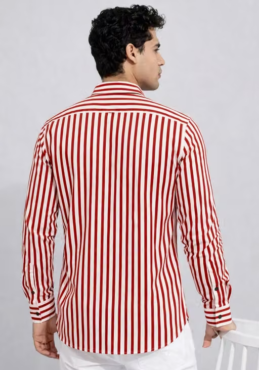 HEMS Trends Premium Men's Pink & White Vertical Striped Casual Cotton Blend Full Sleeve Regular Fit Stylish Shirt for Office, College, Party, Daily Wear & Smart Casual Fashion - Image 4