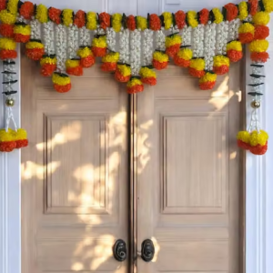 Artificial Marigold Flower Garland Luxurious Traditional Door Hanging for Festivals, Weddings, and Home Decor (3 ft)