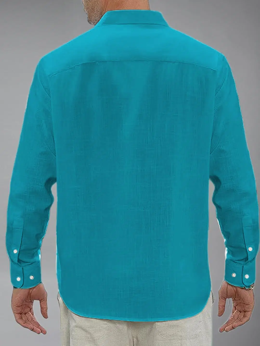 Vida Loca Cotton Blend Slim Fit Solids Full Sleeves Men's Casual Shirt - Turquoise ( Pack of 1 ) - Image 2