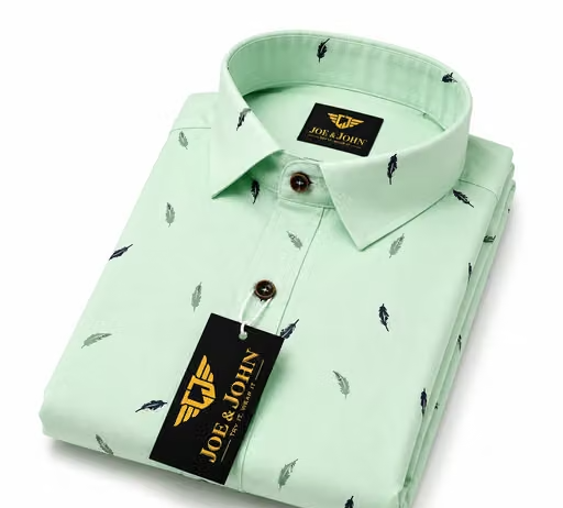 Men's Mint Green Printed Casual Shirt | Slim Fit | Full Sleeves | Premium Cotton Blend