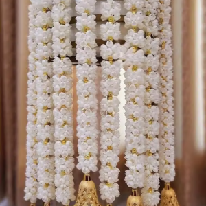 Handmade Decorative Mogra Bell Fluffy Artificial Creeper Bail Garland, Used for Home/Office & Diwali Festival Decoration, pack of 4, (White)