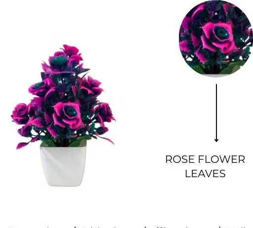 EVERBLOOM" Set of 6 Artificial Flower Plants for Home and Office Decor - Bonsai, Wild Plants, & Flower Arrangements with Pots - Perfect for Table & Bedroom Decoration, Big Size Artificial Flower Plant (19Cm> 8 inch / Pack of 6) - Image 2