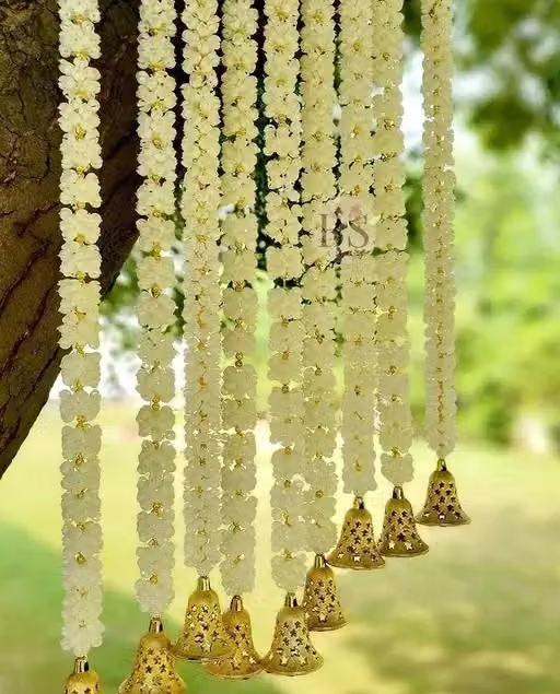 Handmade Decorative Mogra Bell Fluffy Artificial Creeper Bail Garland, Used for Home/Office & Diwali Festival Decoration, pack of 4, (White) - Image 2