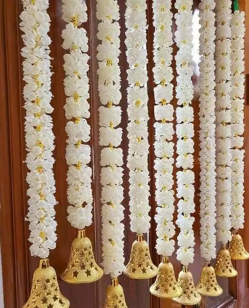 Handmade Decorative Mogra Bell Fluffy Artificial Creeper Bail Garland, Used for Home/Office & Diwali Festival Decoration, pack of 4, (White) - Image 3
