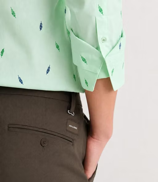 Men's Mint Green Printed Casual Shirt | Slim Fit | Full Sleeves | Premium Cotton Blend - Image 4