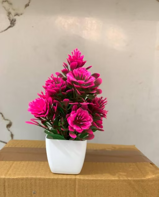 EVERBLOOM" Set of 6 Artificial Flower Plants for Home and Office Decor - Bonsai, Wild Plants, & Flower Arrangements with Pots - Perfect for Table & Bedroom Decoration, Big Size Artificial Flower Plant (19Cm> 8 inch / Pack of 6) - Image 4