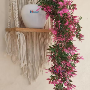 NN Globe Artificial Pink/Green Hanging Plant with Apple pot /Hanging bunch for Decoration with Hanging Hook Artificial Bonsai/Leaf for Home Decor Artificial flower for Decoration