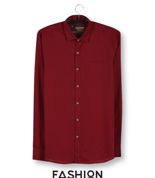 Fashion By Stacktrail Jute Casual Solid/Plain Shirt For Men-Maroon