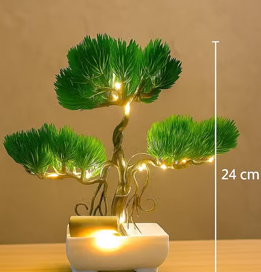 Whandly® Artificial Tree With Led Lights, Durable Plastic, Artificial Plant For Office, Bedroom, Living Room, Balcony Decoration, Artificial Flower With Pot For Home Décor Item, Fake Plant , Room Decoration ( Led Light) - Image 3