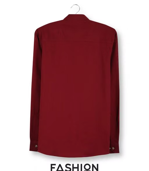 Fashion By Stacktrail Jute Casual Solid/Plain Shirt For Men-Maroon - Image 4