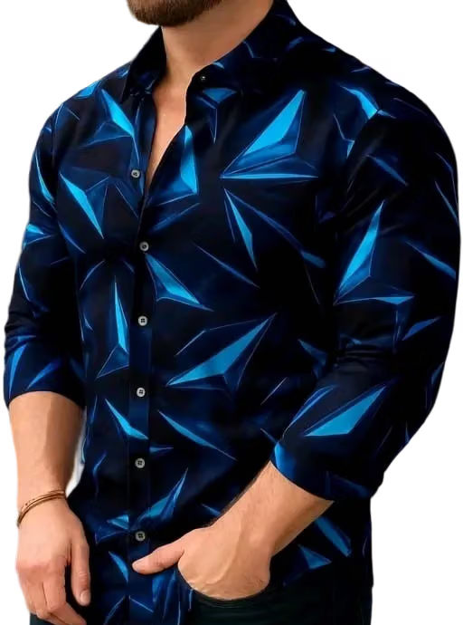 JaitraFab Lycra Regular Fit Solids Full Sleeves Men's Casual Shirt - Blue ( Pack of 1 )