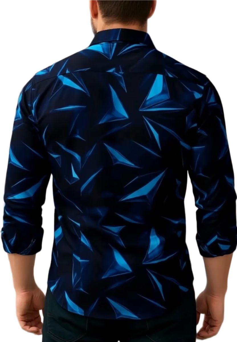 JaitraFab Lycra Regular Fit Solids Full Sleeves Men's Casual Shirt - Blue ( Pack of 1 ) - Image 2