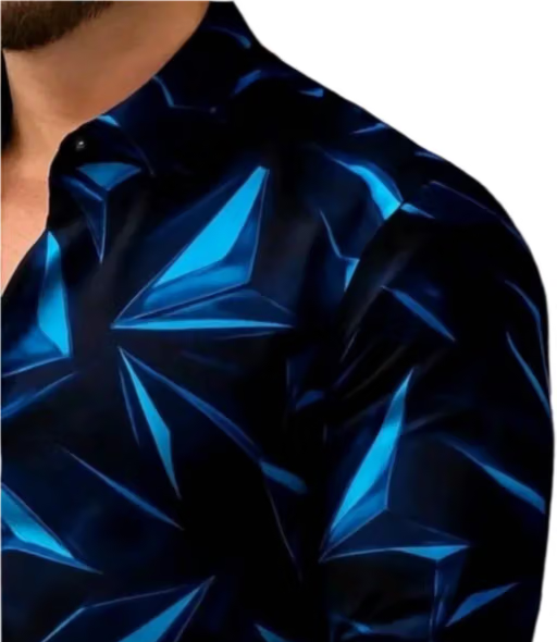 JaitraFab Lycra Regular Fit Solids Full Sleeves Men's Casual Shirt - Blue ( Pack of 1 ) - Image 3