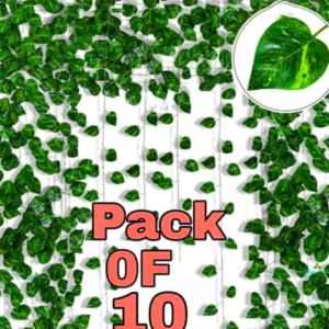 (8 Feet) (Set of 10 String) 30 Leave in one String Artificial Garlands Money Plant Hanging Leaves Greenery for Home Decor Main Door Wall, Balcony, Office, Decoration Party & Festival Craft