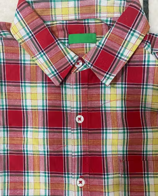 Mens Cotton Checked Shirt - Image 2