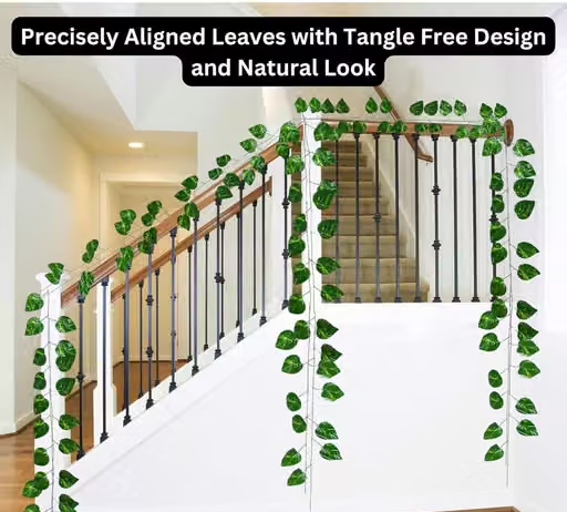 (8 Feet) (Set of 10 String) 30 Leave in one String Artificial Garlands Money Plant Hanging Leaves Greenery for Home Decor Main Door Wall, Balcony, Office, Decoration Party & Festival Craft - Image 2
