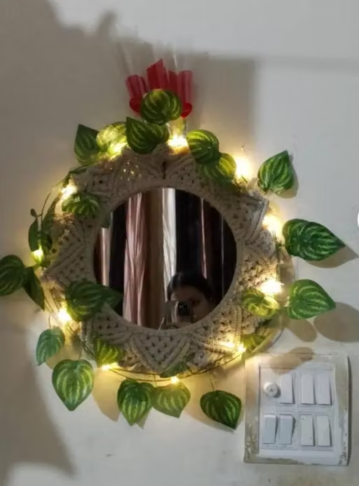 Radhe Enterprise 7Feet MoneY Plant Home Décor String Lights | Battery Operated Waterproof Copper Lights | Vine Garland Hanging for Wall, Bedroom, Window, Wedding, Festival, Party (30 LED, Warm White) - Image 2