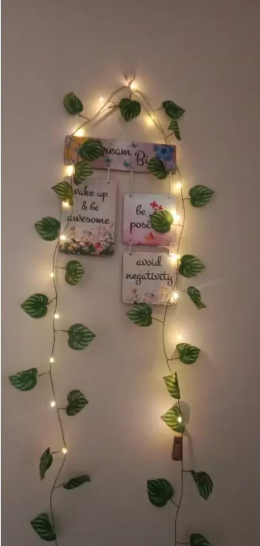 Radhe Enterprise 7Feet MoneY Plant Home Décor String Lights | Battery Operated Waterproof Copper Lights | Vine Garland Hanging for Wall, Bedroom, Window, Wedding, Festival, Party (30 LED, Warm White) - Image 3