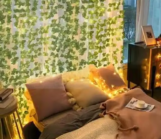 Radhe Enterprise 7Feet MoneY Plant Home Décor String Lights | Battery Operated Waterproof Copper Lights | Vine Garland Hanging for Wall, Bedroom, Window, Wedding, Festival, Party (30 LED, Warm White) - Image 4