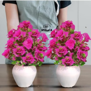 Set of 02 Artificial Plant Pots Faux Plants with Pot Set of 3 Small Size Studio Plants for Home Decor, Living Room, Balcony