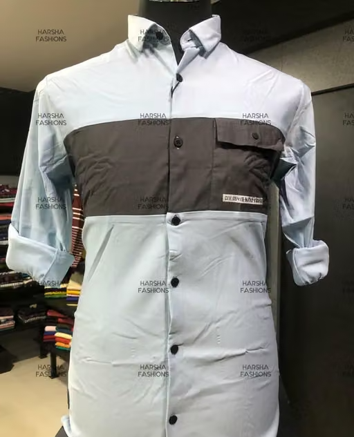 Men's Lycra Slim Fit Striped Self Design Stylish Long Sleeves Shirt