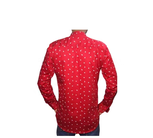 Men Solid Cotton Blend Straight Kurta shirt (RED) - Image 2